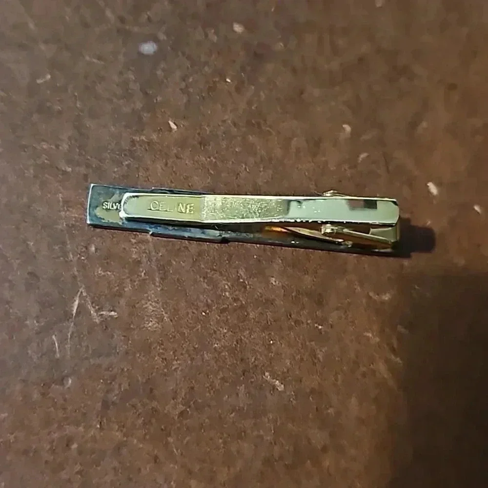 Celine Black, Silver and Gold Tone Tie Clip - Sterling Silver